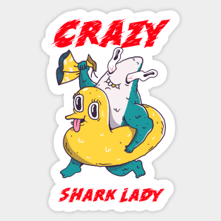 Crazy Shark Lady Sticker